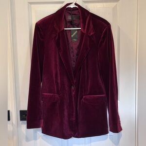 BLANK NYC Women’s Velvet Burgundy Blazer SIZE LARGE Holiday Formal NEW With Tag